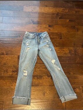 Forever 21 Light Blue Distressed Boyfriend Jeans